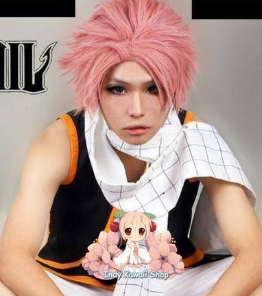 Peruca Rosa Curta Natsu Fairy Tail